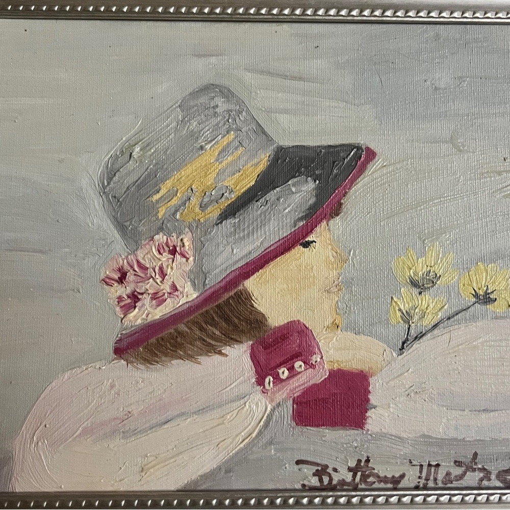Lady Portrait Oil Painting by Brittony Martin Lady in Hat with Flowers